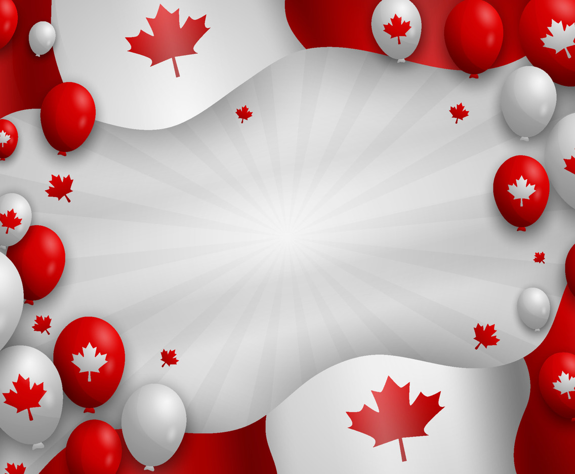 Background of Canada Flag with Balloons
