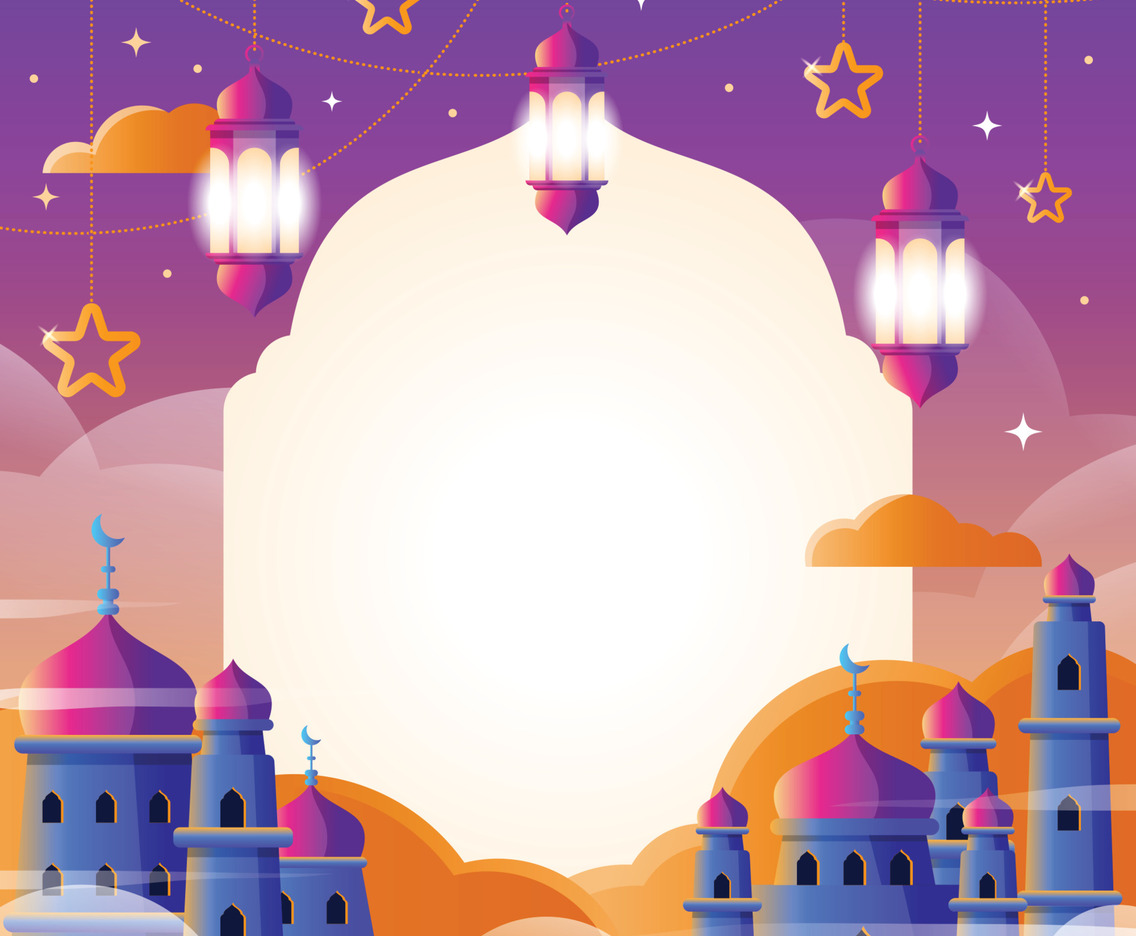 Mosque, Cloud and Lantern Ied Mubarak Concept
