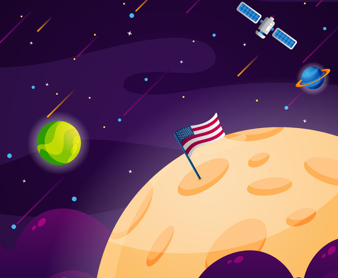 Space View in National Moon Day Concept
