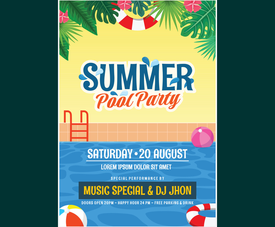 Summer Pool Party Poster Template