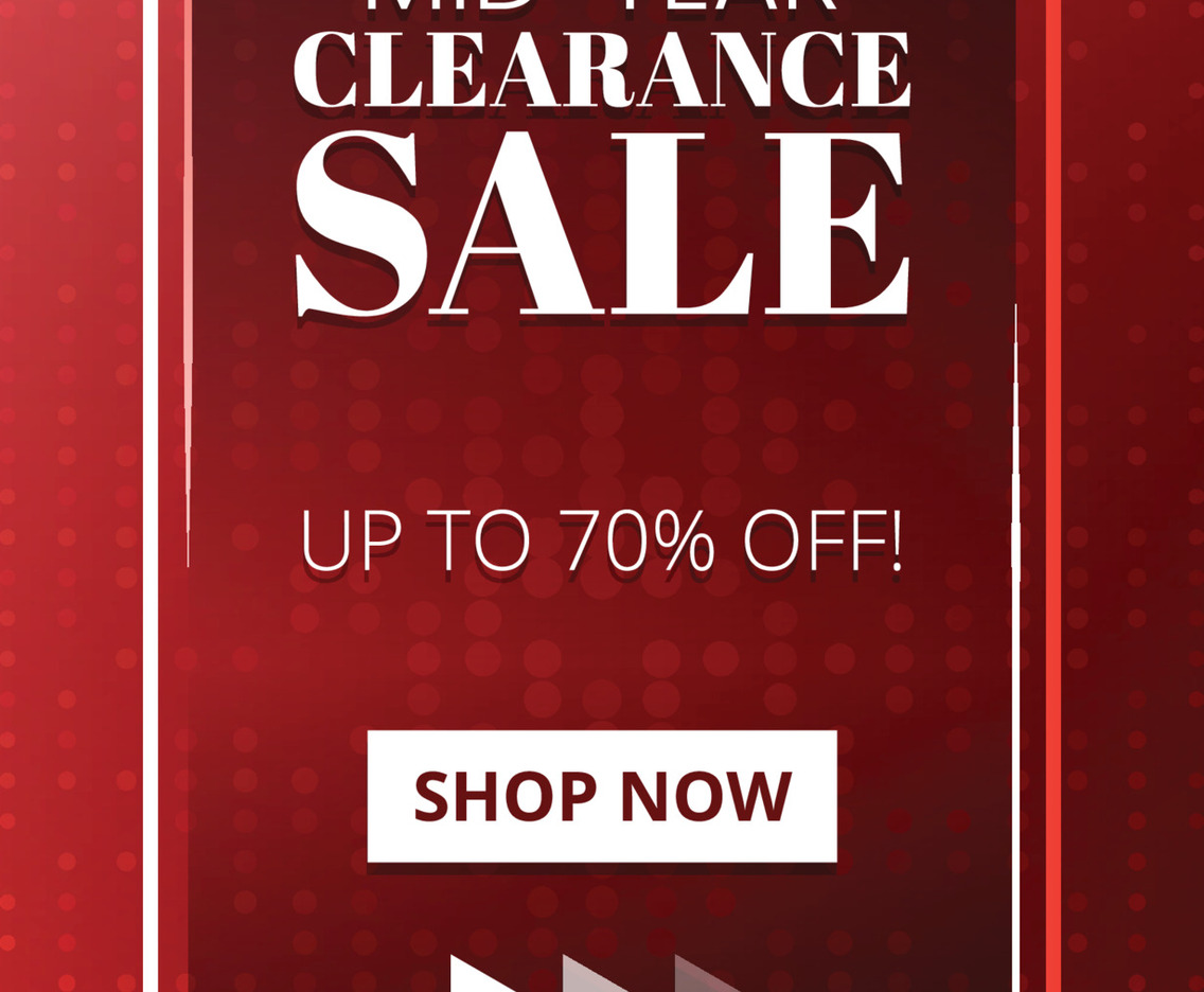 Mid Year Sale Promotion In Red Metallic Color