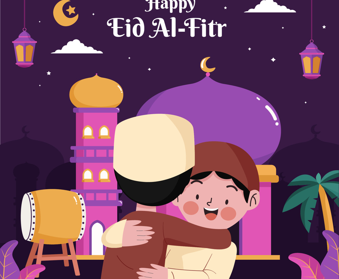 Hugging to Celebrate Eid Al-Fitr