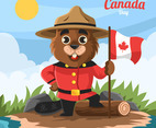 Red Uniform Beaver in Canada Day Celebration