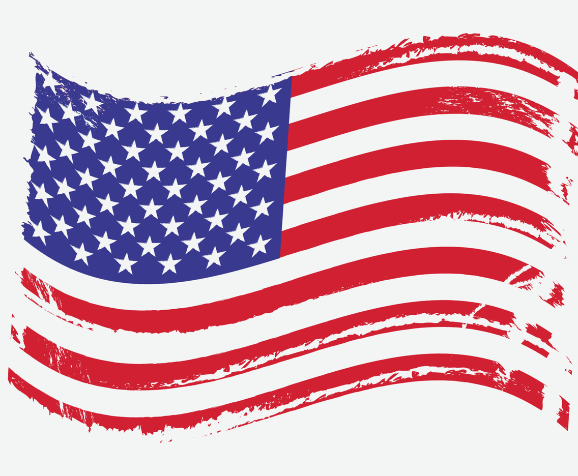 Distressed American Flag on White Background