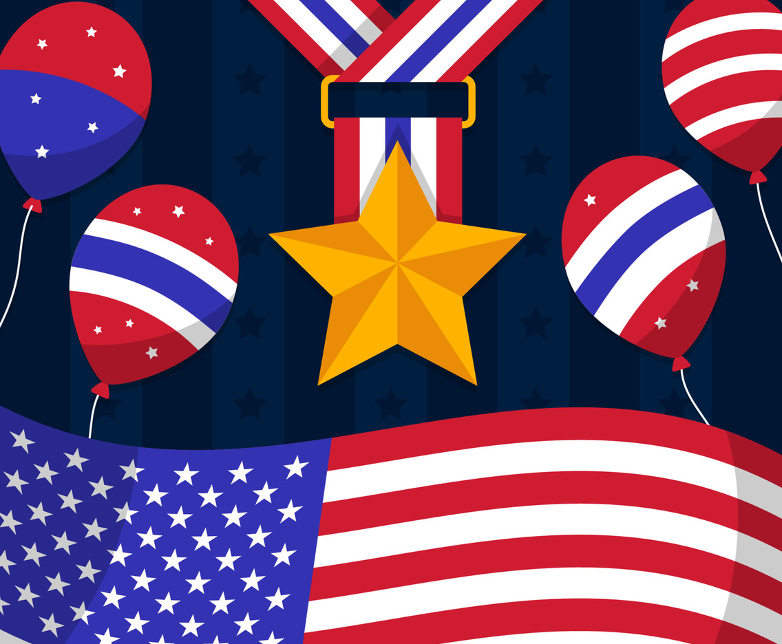 Memorial Day Background with USA Flag