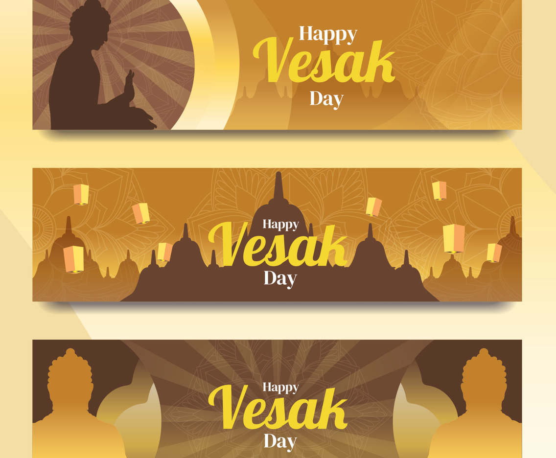 Gold Budha Vesak Day Banner