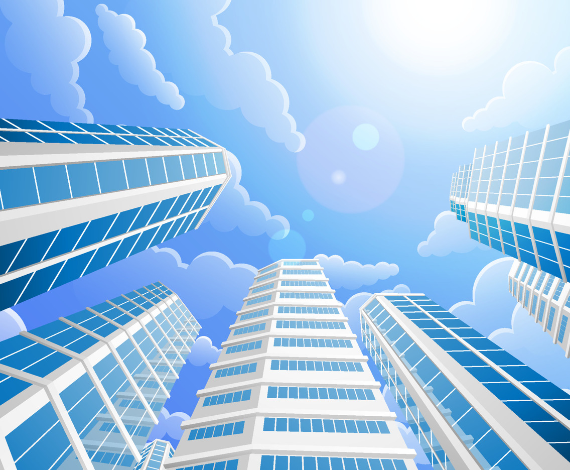 Modern Cityscape with Landscape View Background