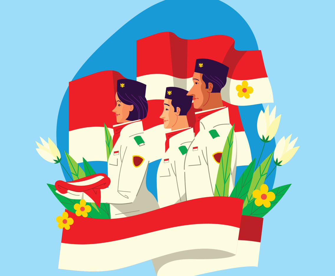 Paskibraka with Indonesian National Flag