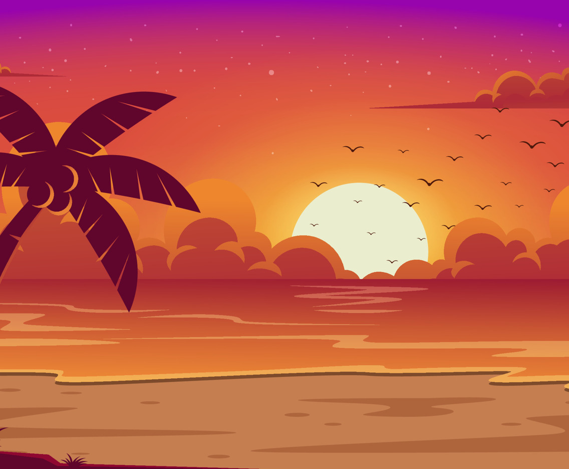 Sunset Beach Scenery Background