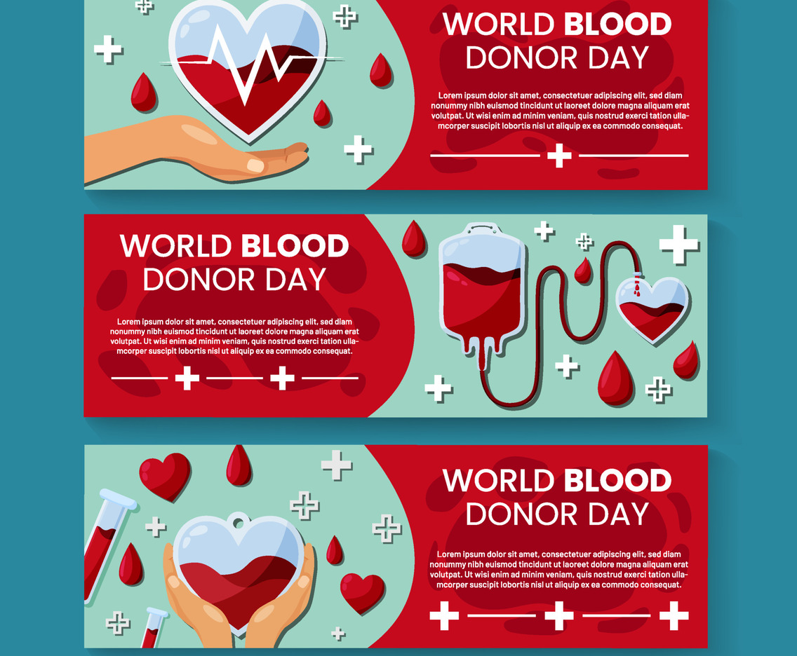 Set of World Blood Donor Day Banner