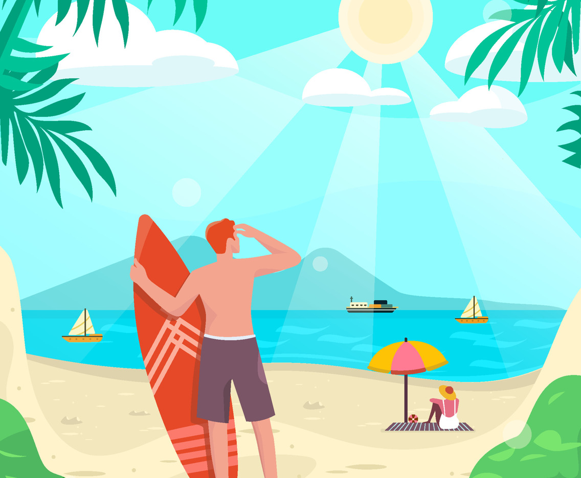 Surfer on Summer Activity