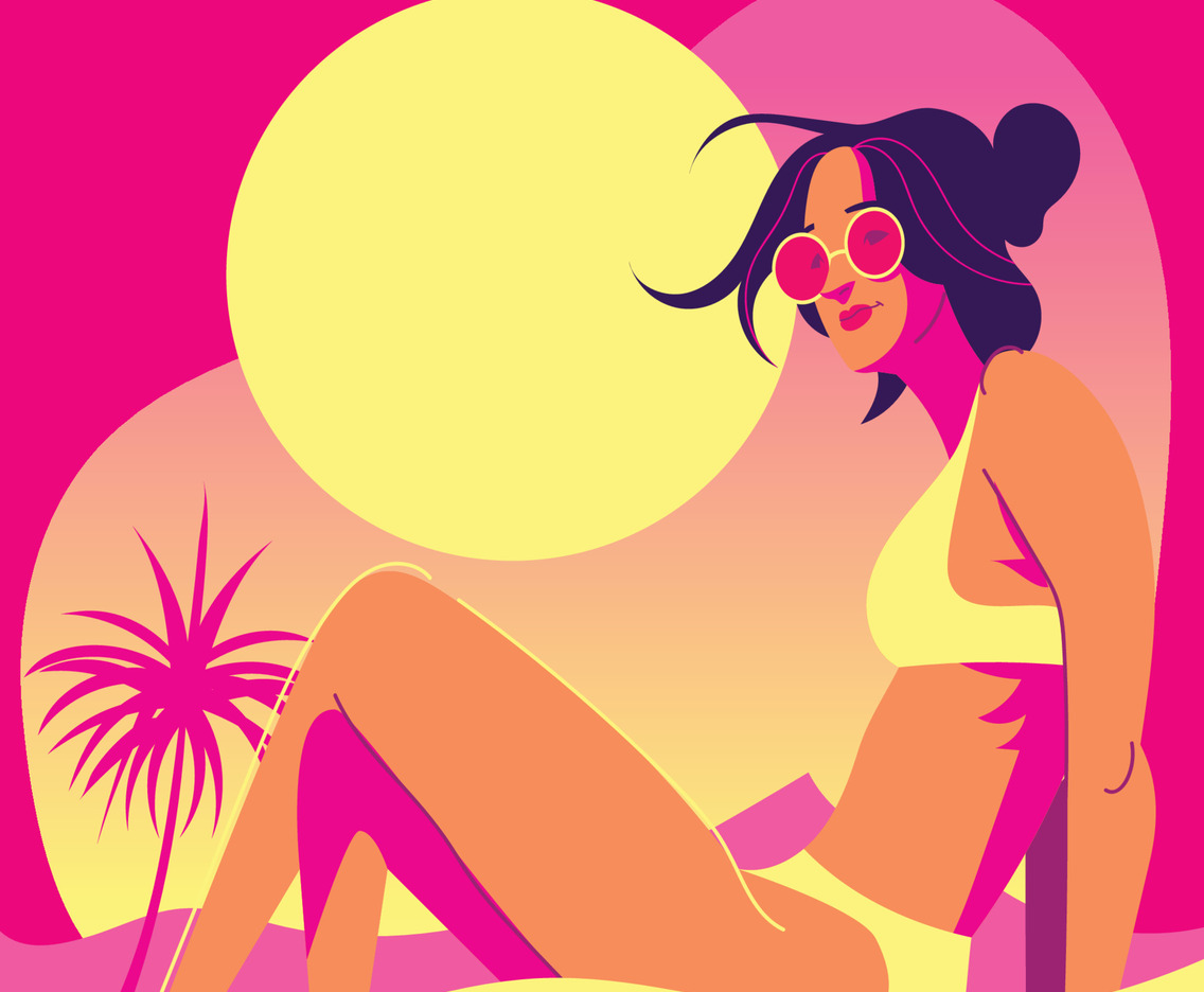 Cute Girl Sunbathing in the Beach
