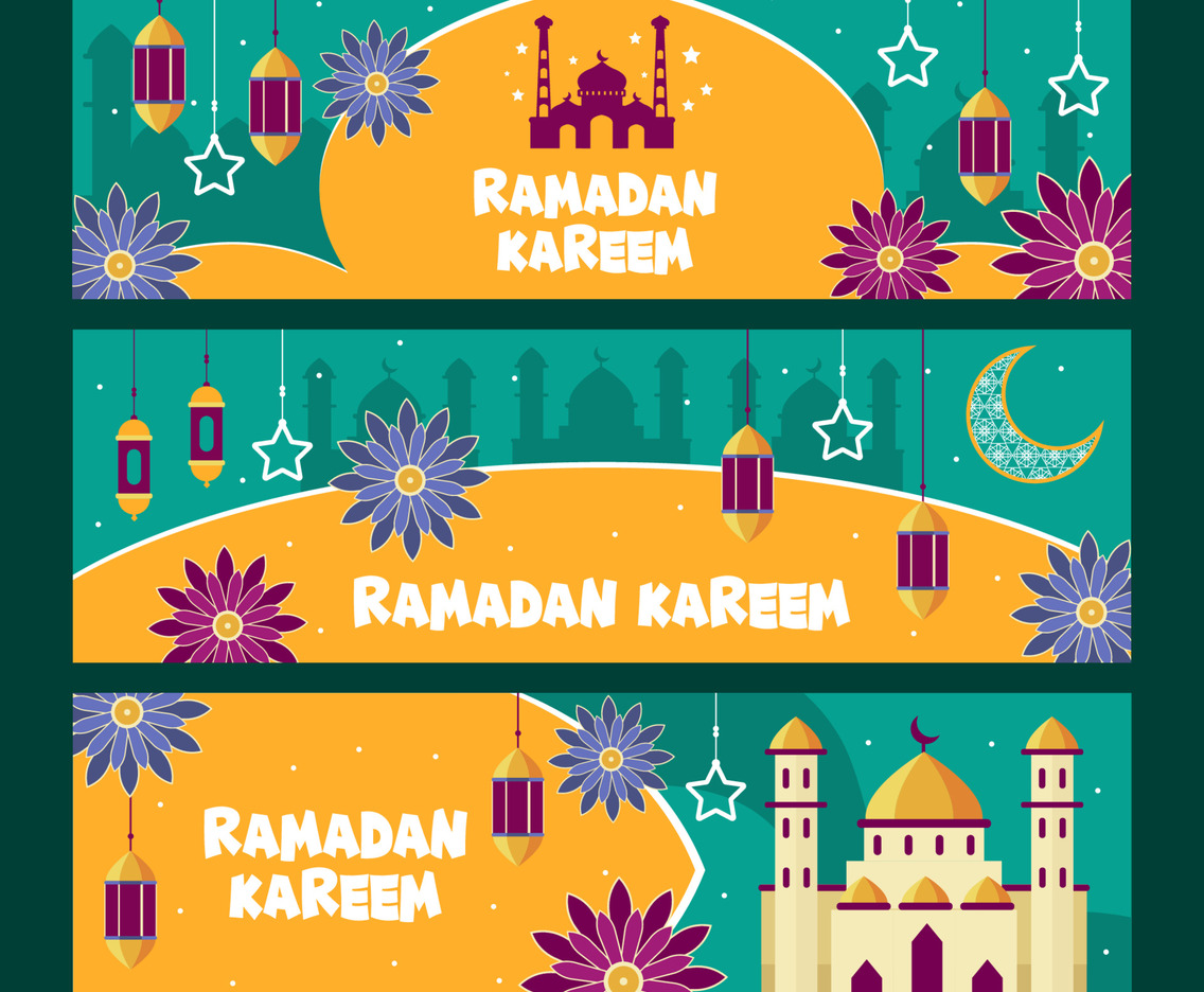 Flat Ramadan Kareem Banner