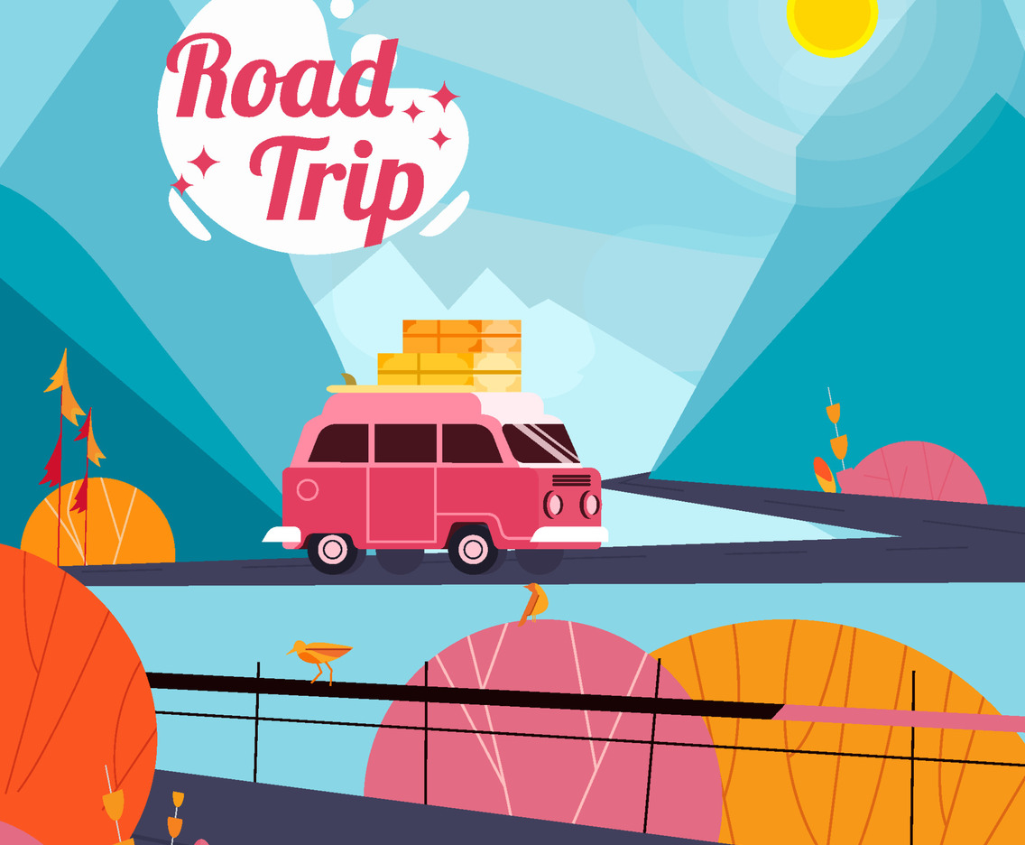 Road Trip along the Mountains Concept