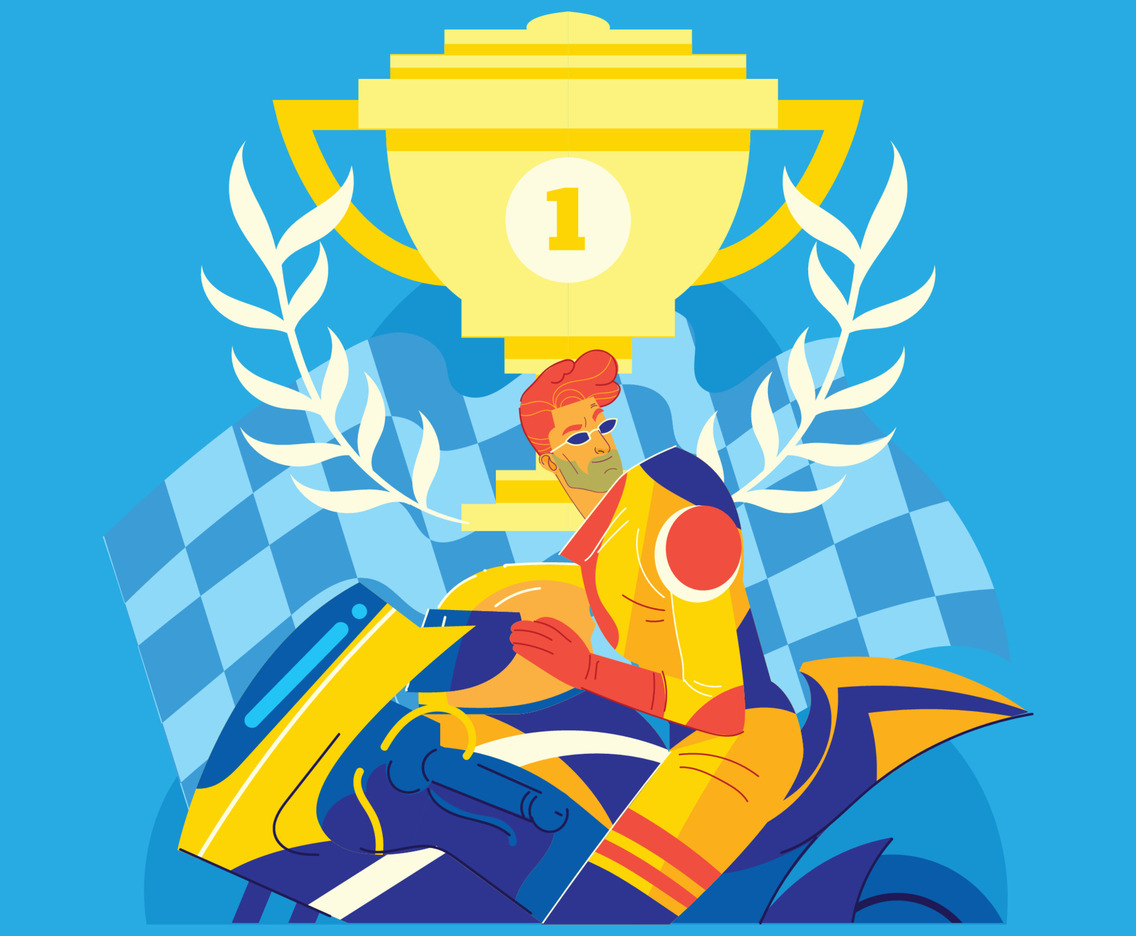 Racer Winning a Sport Bike Racing