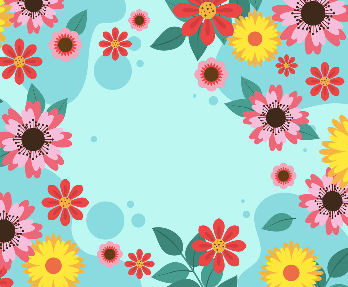Flat Colorful Spring Flower Background