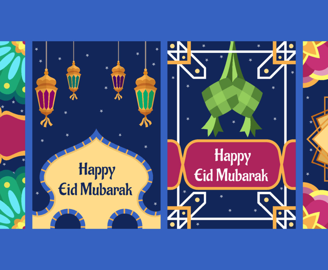 Happy Eid Mubarak Islamic Ornamental Greeting Card