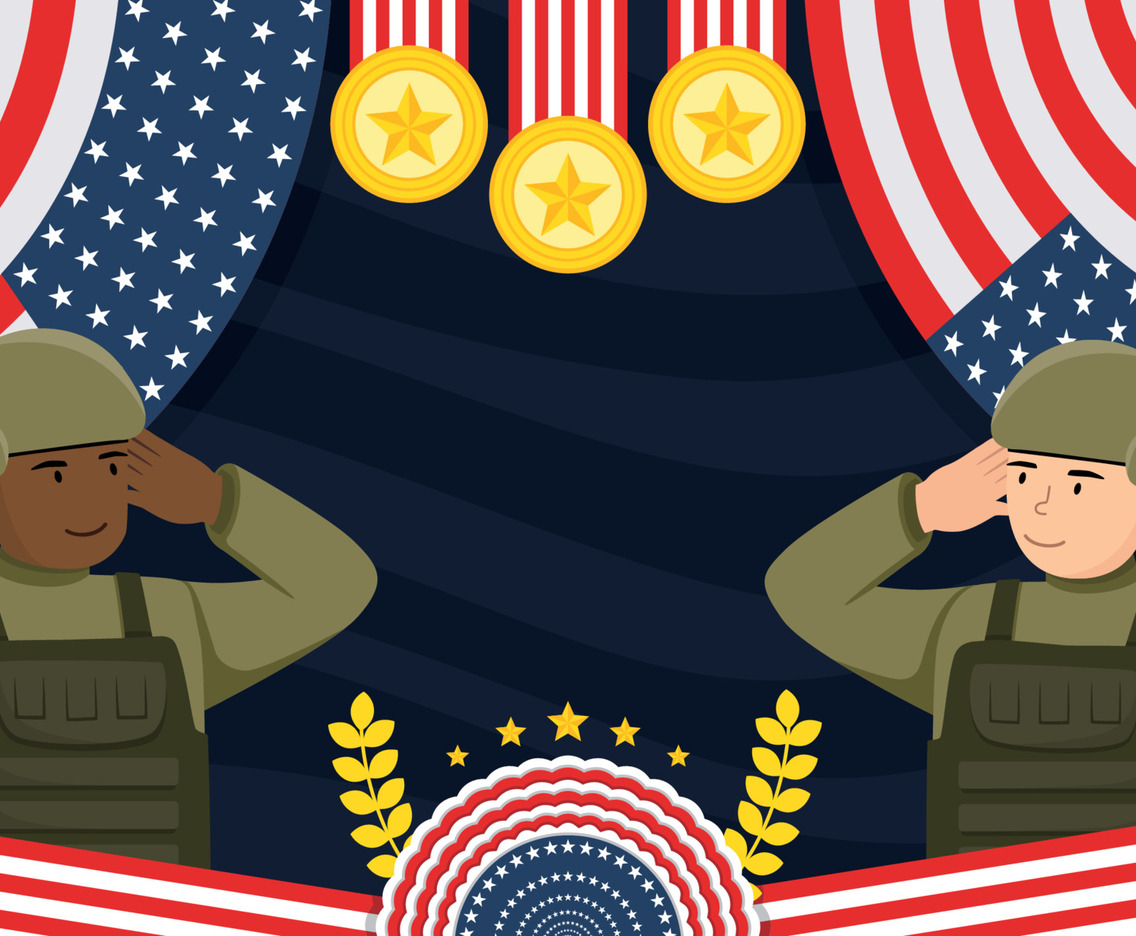 Happy Memorial Day with Soldiers Doing Salute