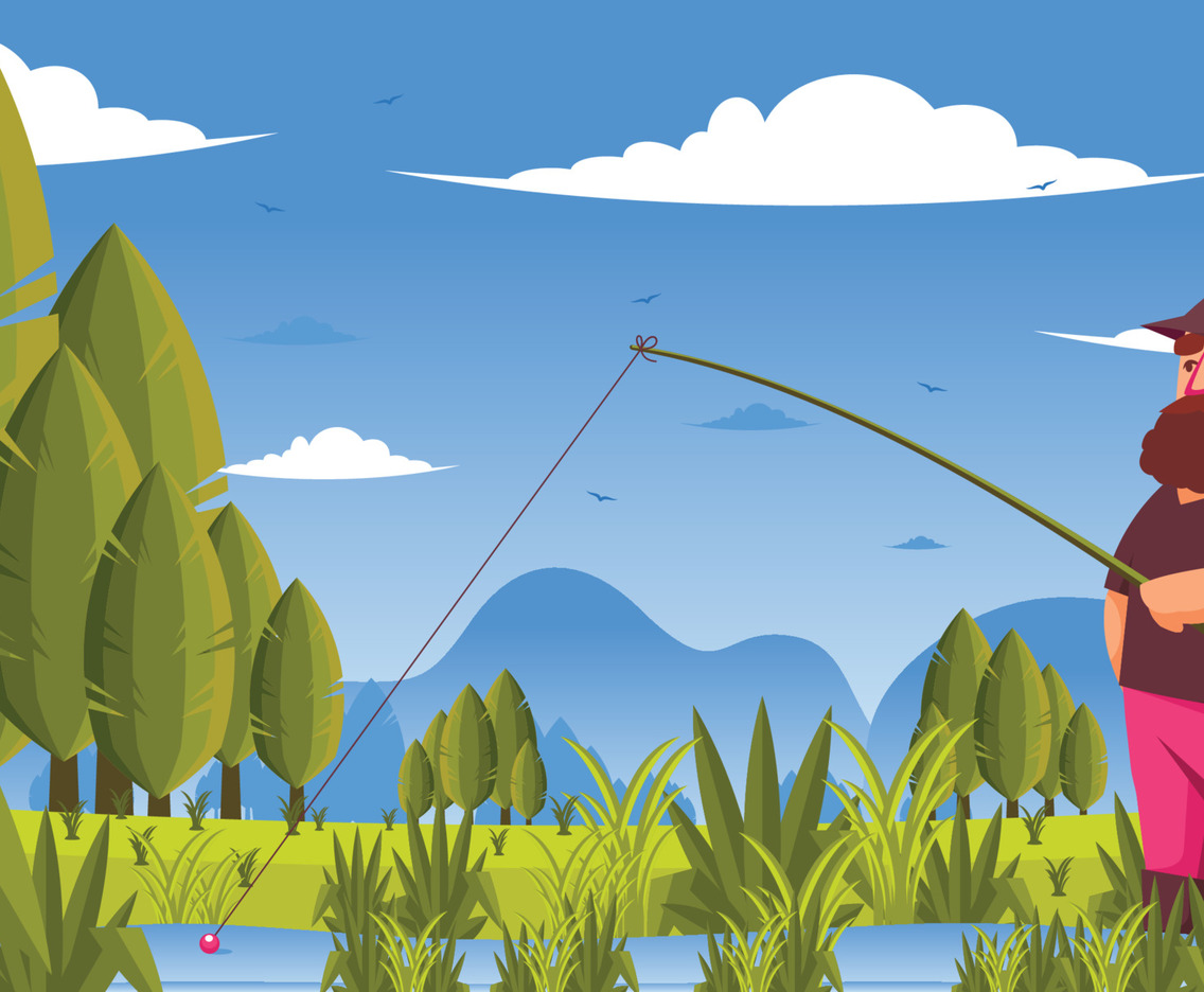 A Fisherman Pond Fishing in The Summer