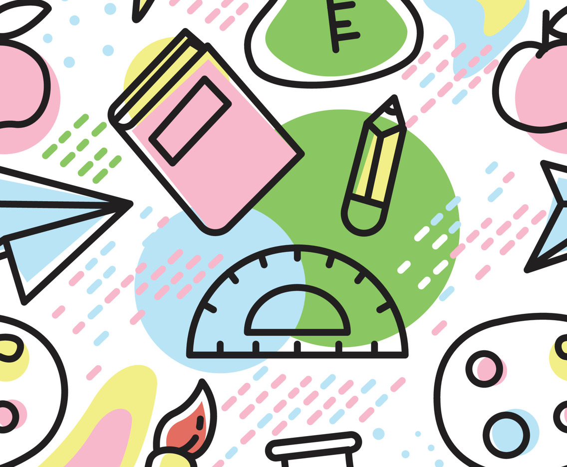 School Supplies Seamless Pattern Background Concept