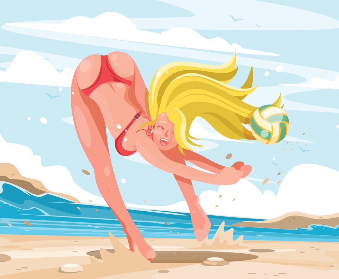 Cute Volley Player on the Beach