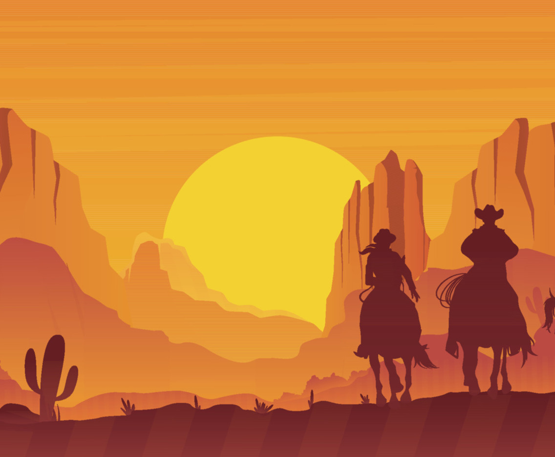 Cowboy Silhouette in the Desert