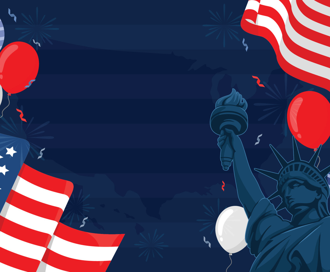 4Th Of July With America Flag And Liberty Background