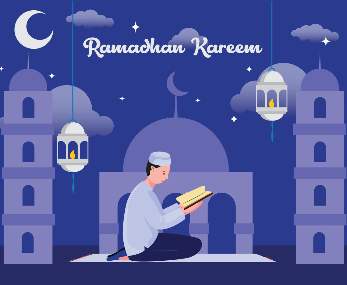 Muslim Man Reading The Quran