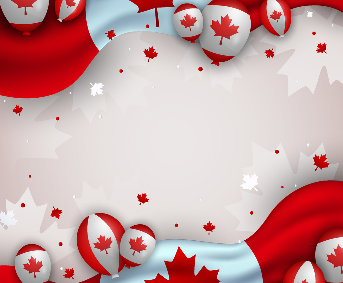Canada Day Background with Realistic Flag