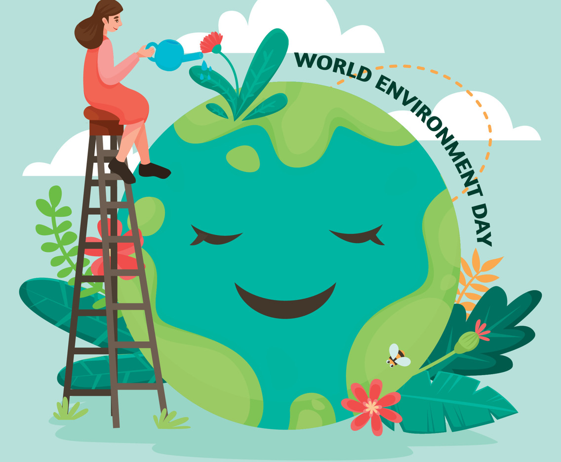 Happy World Environment Day With Women Watering Plants