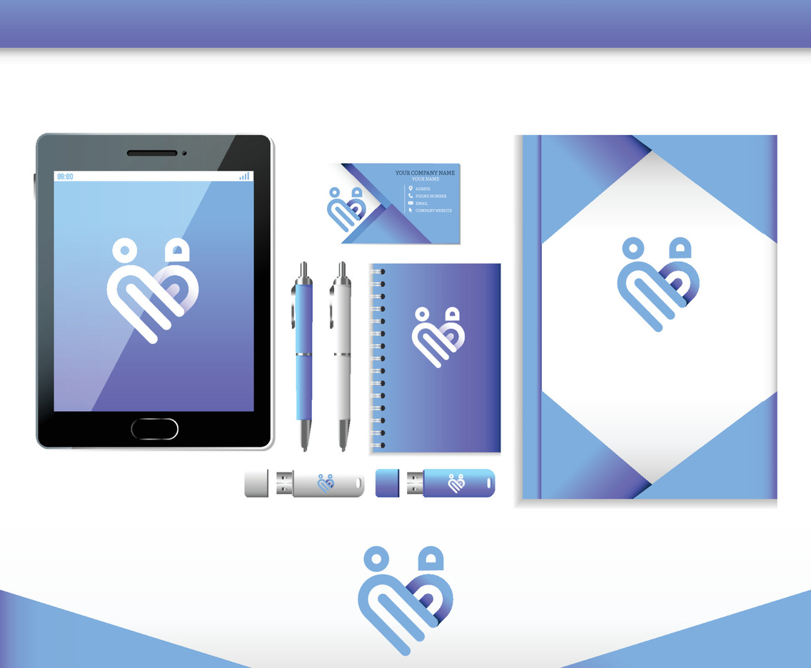 Businnes Template Stationary Kit With White And Blue Color Design