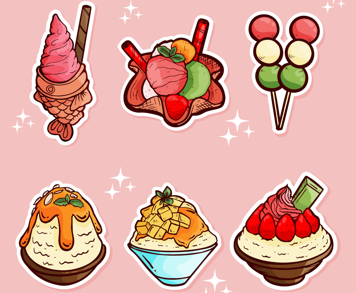 Cute Doodle Korean Cold Dessert Stickers