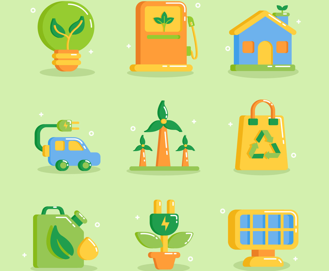 Green Technology Eco Icon set Concept