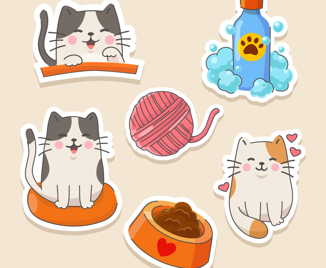 Set of Cat Care Sticker