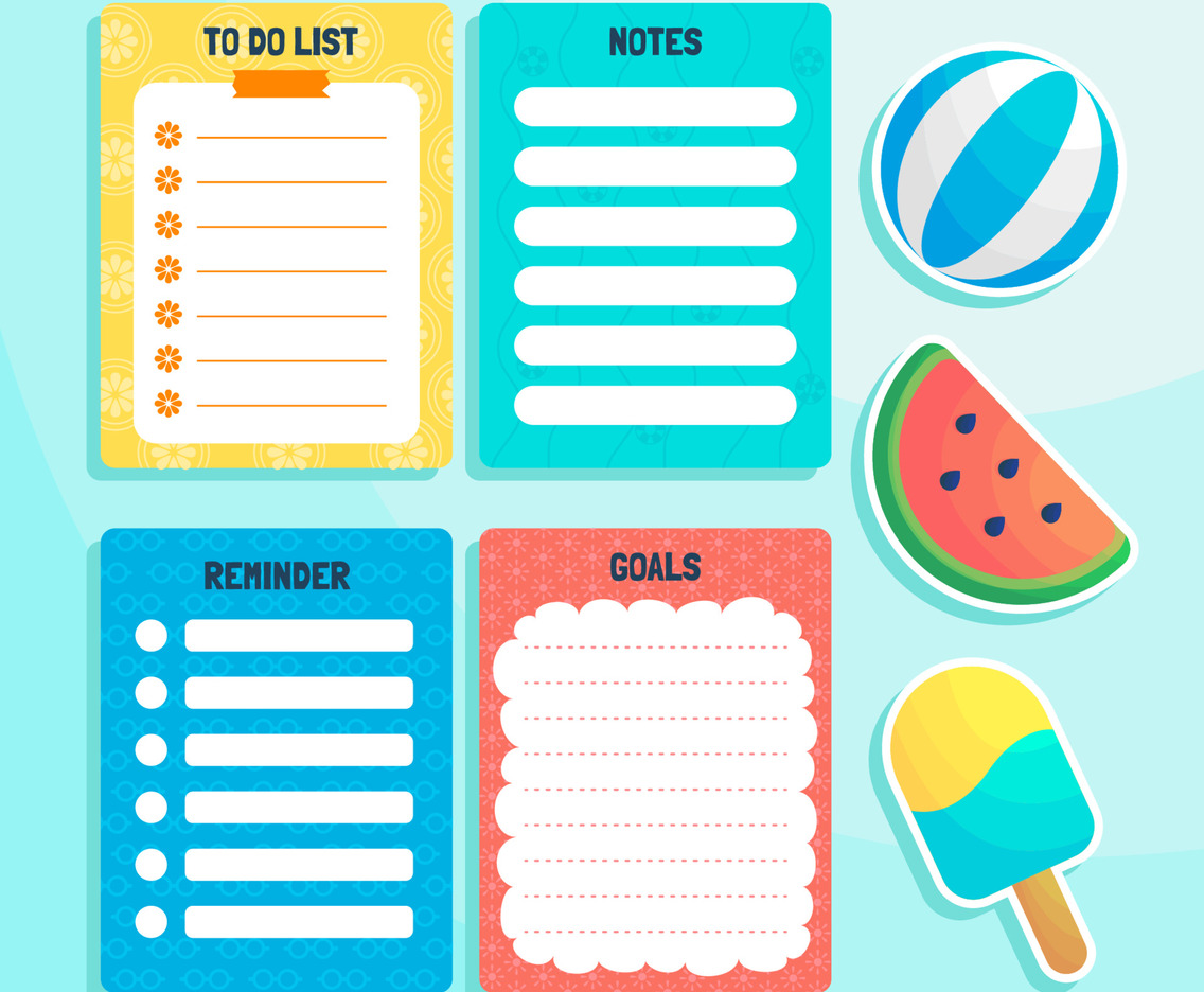 Fresh Summer Holiday Journal Tamplate Sticker Set Concept