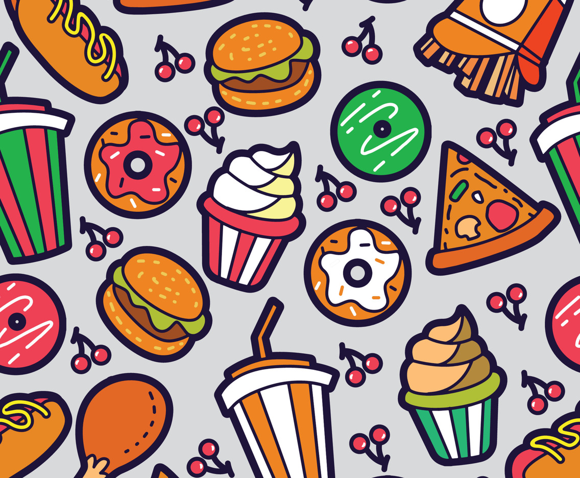 Junk Food Seamless Background Concept