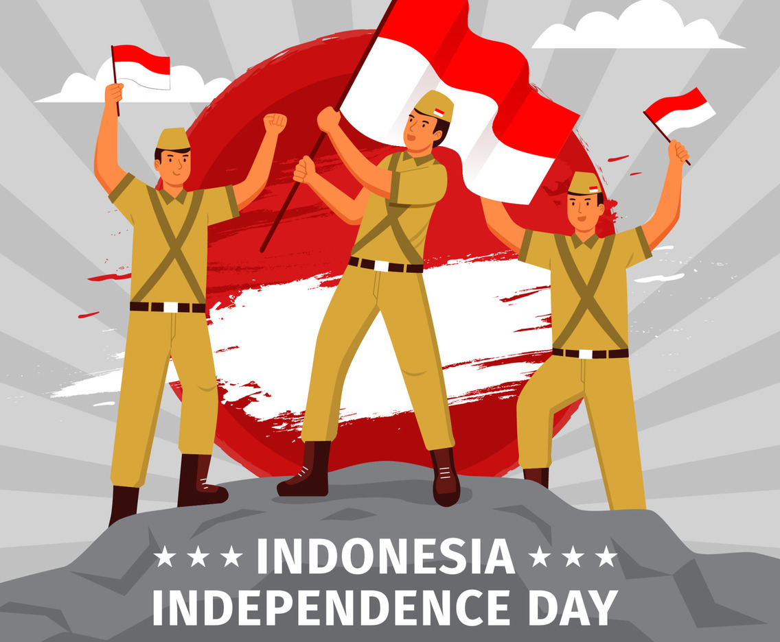 Indonesia Independence Day with Soldier Holding Indonesian Flag