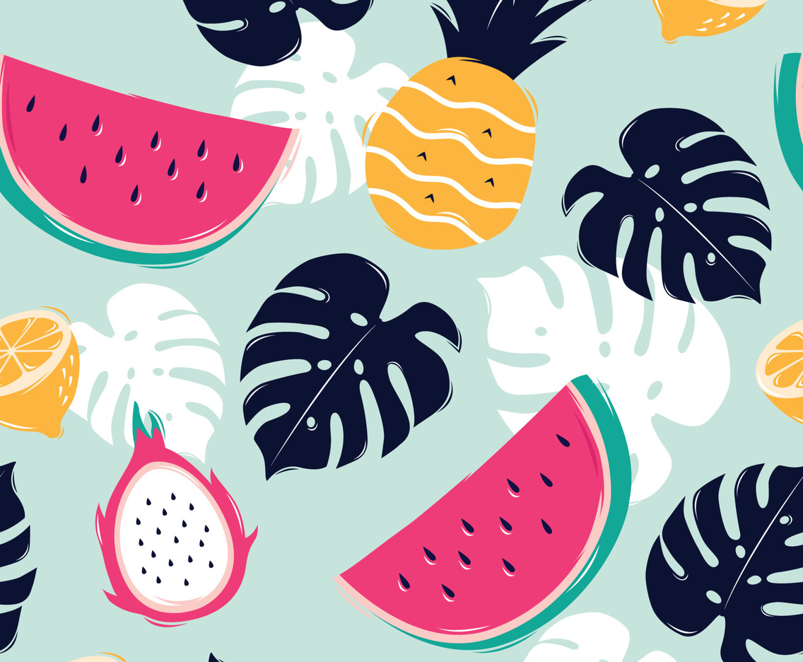 Tropical Fruits Seamless Background