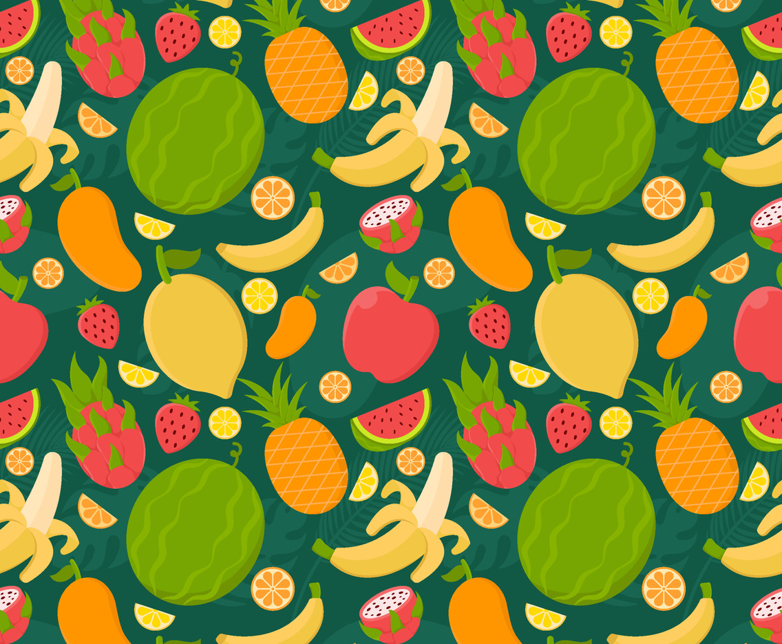 Tropical Fruits Seamless Pattern Background