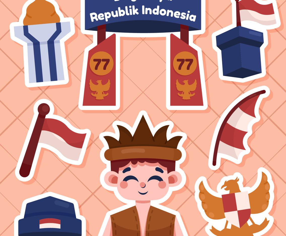 Set Sticker for CelebrateIndonesia Independence Day Dirgahayu Republik Indonesia