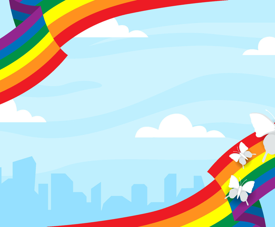 Pride Month with Rainbow Flag and Butterfly Background