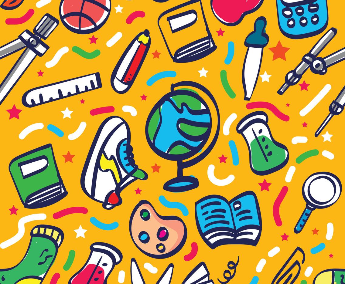 School Stuff Seamless Pattern Concept