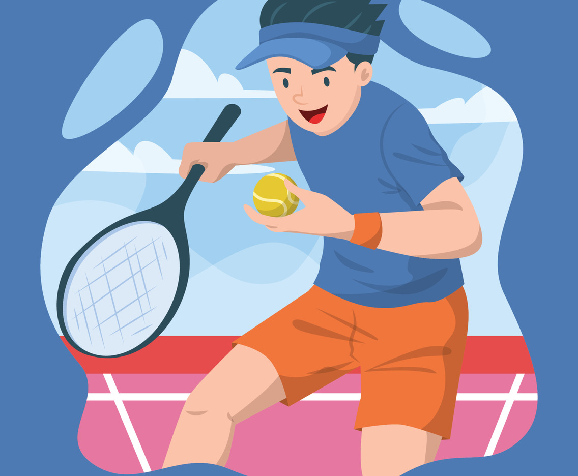Tennis Player Is On Set Ready To Play