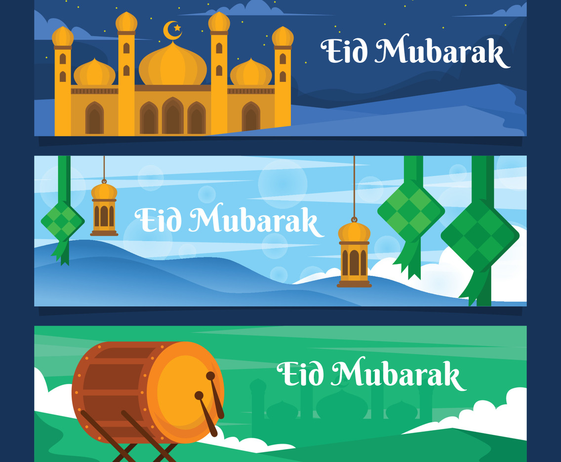 Eid Season Greeting Banner Set Design