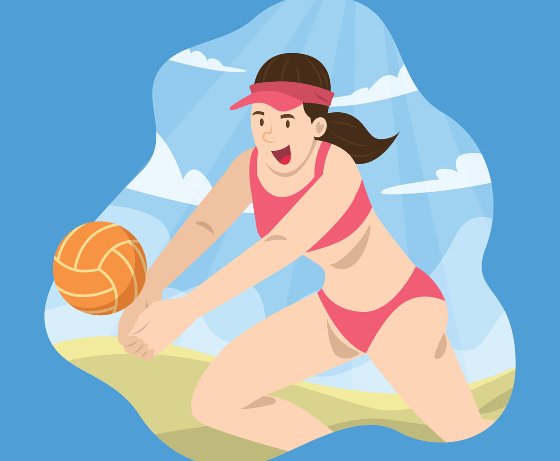 Volley Beach Player Smashing The Ball