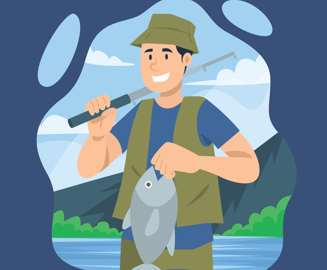 A Man After Fishing In The Lake