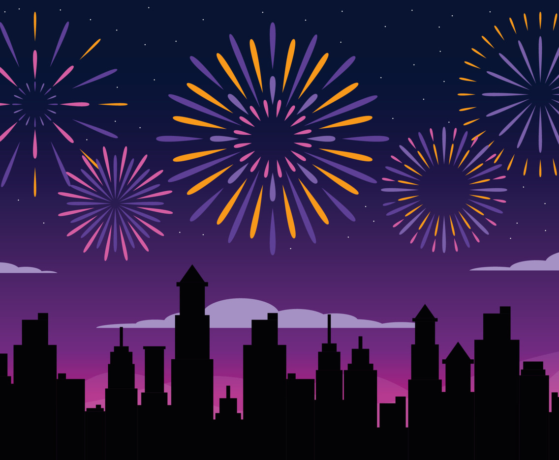 Firework On Top The Building Background