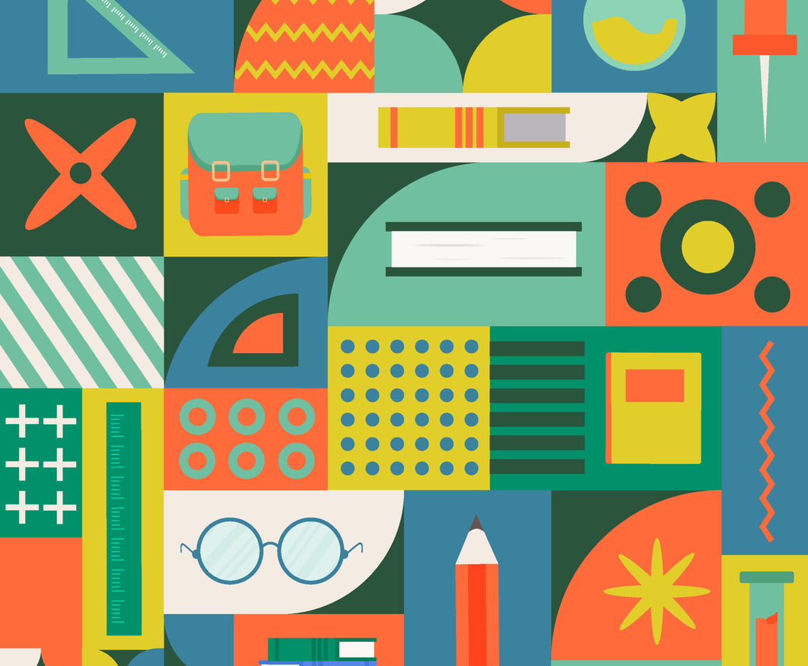School Themed Geometric Shape Seamless Background