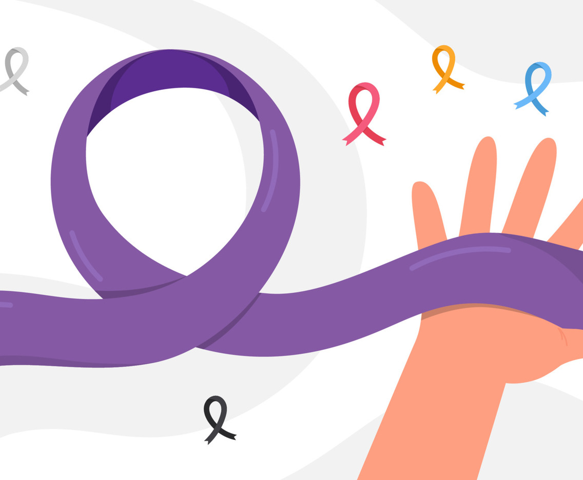 Cancer Survivor Day Celebration Background with Ribbon
