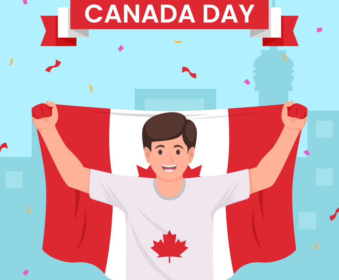 Man Hold Canada Flag on Canada Day